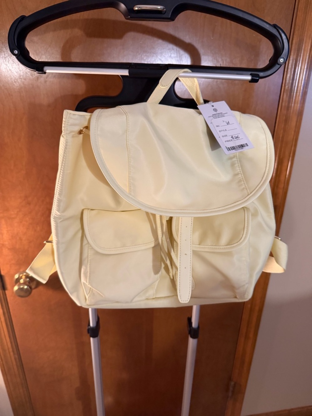 Women's Yellow Backpack Tote - Soft Yellow Casual Daypack